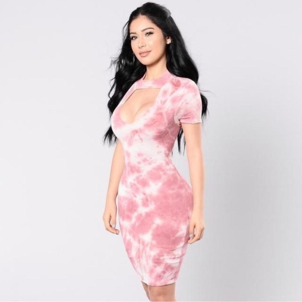 Fashionnova Pink Tie-Dye Dress